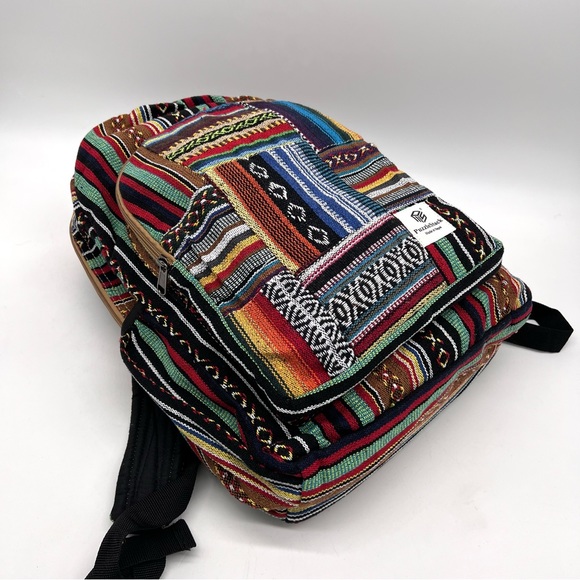 Bohemian Style Multi Colored Cotton Backpack Medium Size - Picture 11 of 12